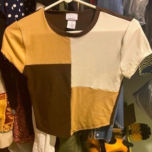 Rue 21 brown patchwork crop top